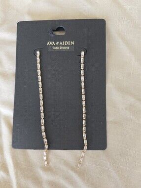 Ava & Aiden Long Gold-Tone Cubic Zirconia Chain Drop Earrings